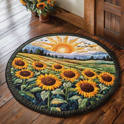 Sunflower Garden CQ1505027CL Quilted Round Mat