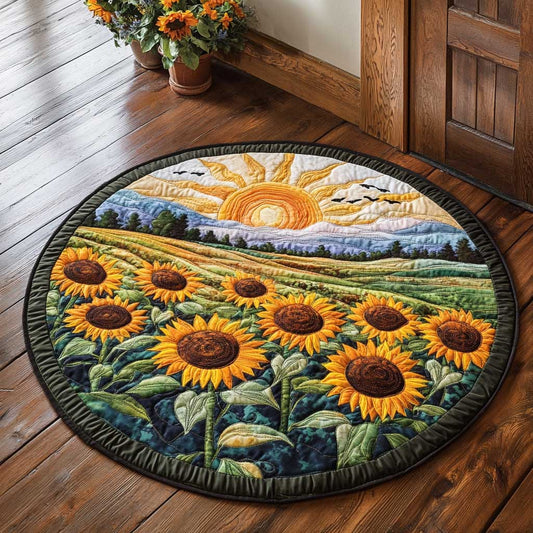 Sunflower Garden CQ1505027CL Quilted Round Mat
