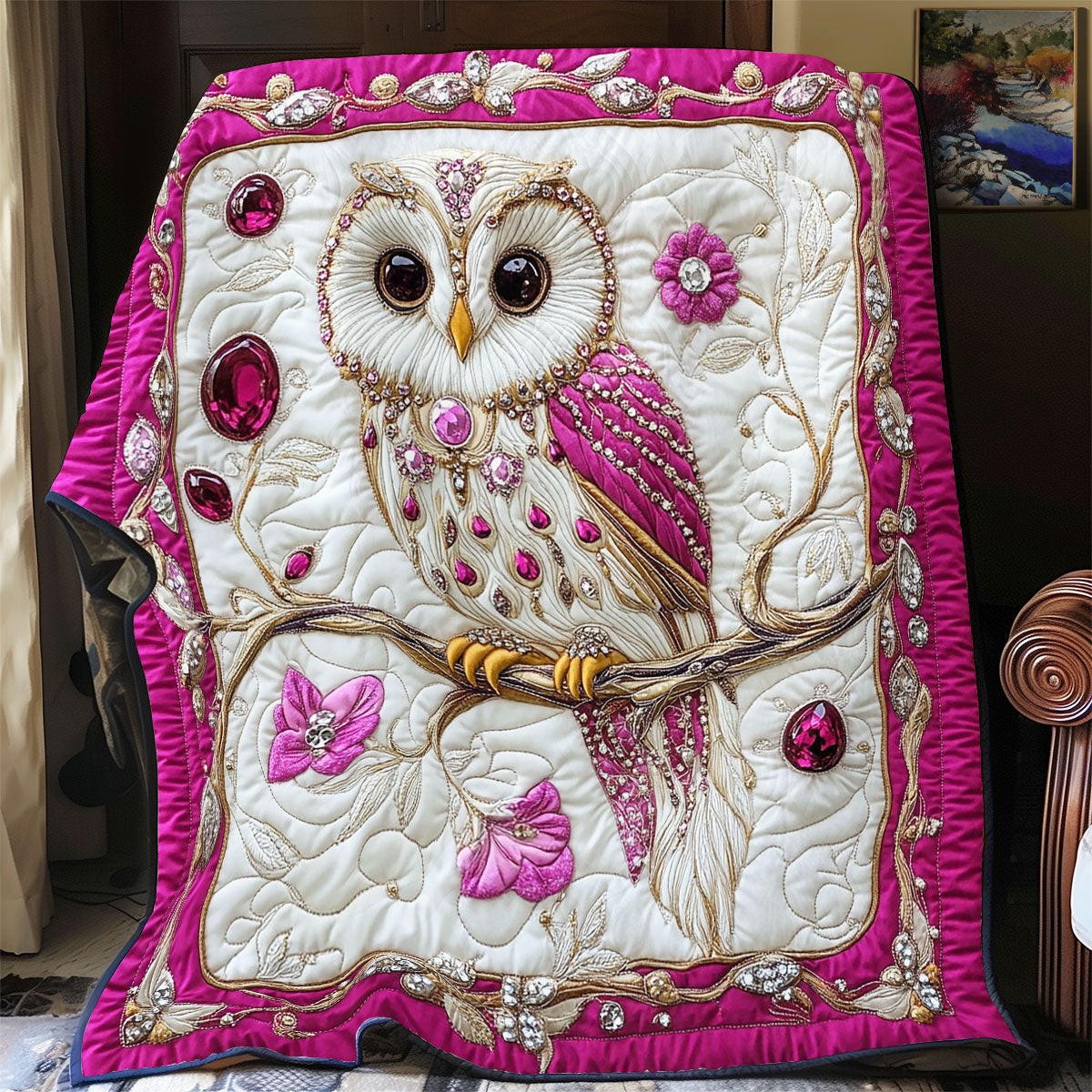 Royal Pink Owl WY3103052CL Quilt