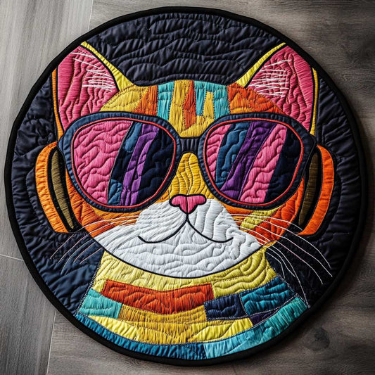 Cat Beats WN1505034CL Quilted Round Mat
