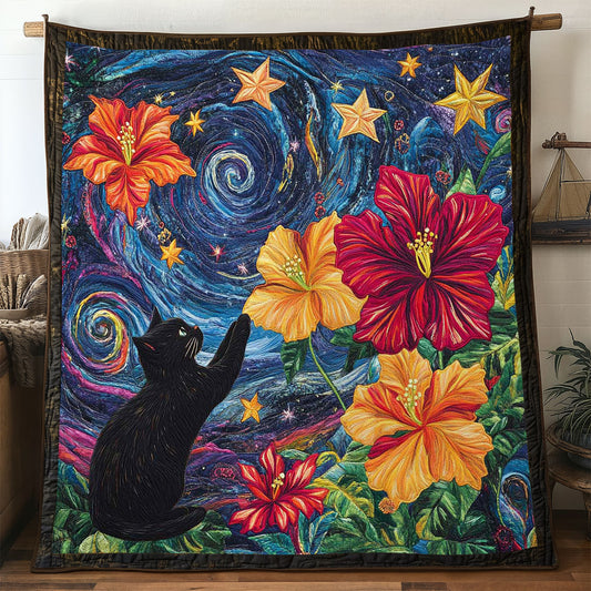 Midnight Cat Petals WN2104033CL Quilt