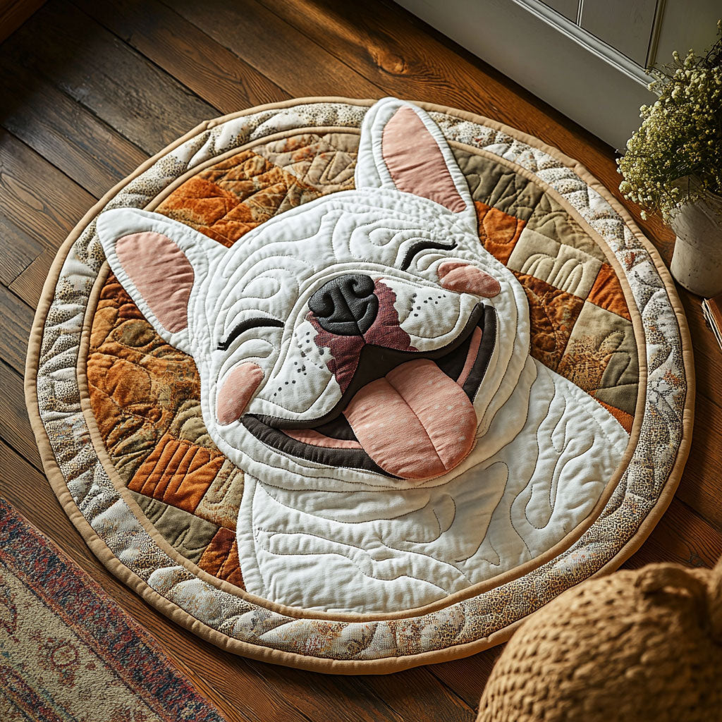 Smile French Bull CP0407071CL Quilted Round Mat