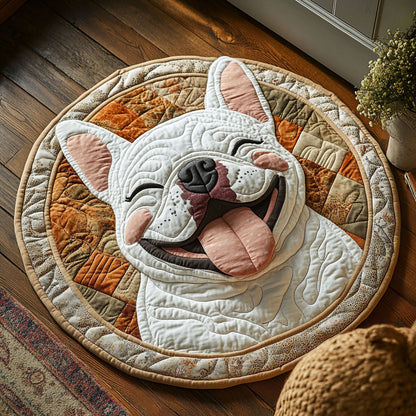 Smile French Bull CP0407071CL Quilted Round Mat