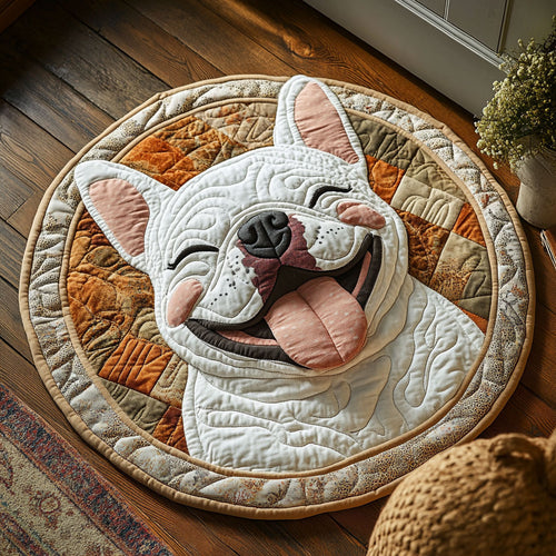 Smile French Bull CP0407071CL Quilted Round Mat