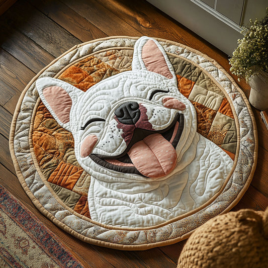 Smile French Bull CP0407071CL Quilted Round Mat