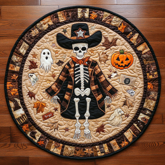 Skeleton Cowboy WY2008096CL Quilted Round Mat