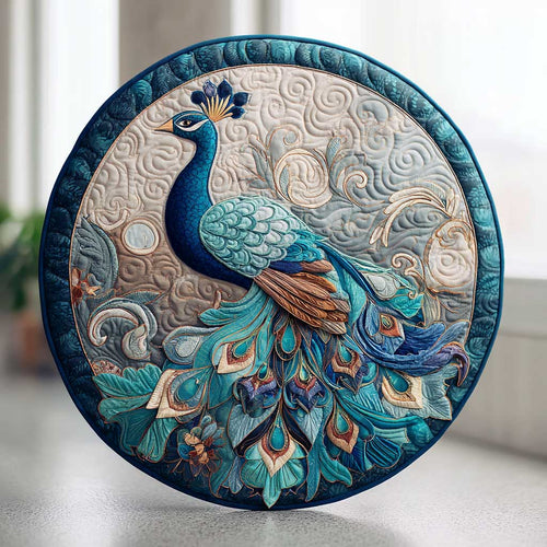 Shimmering Peacock CQ2404023CL Quilted Round Mat