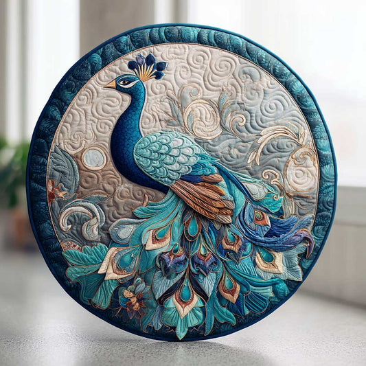 Shimmering Peacock CQ2404023CL Quilted Round Mat