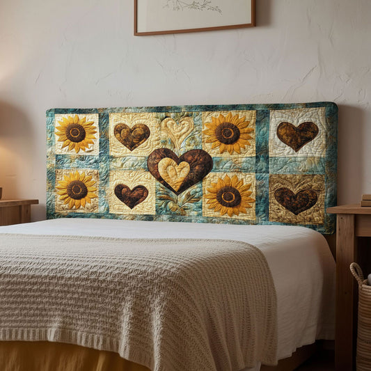 Patchwork Sunflower And Heart WN1312068CL Quilted Headboard Slipcover