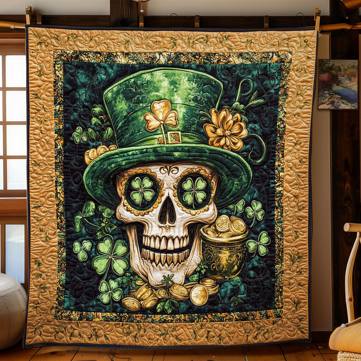 Patrick Hat Skull WY2201080CL Quilt