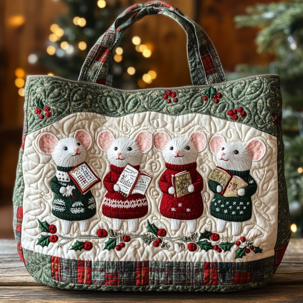 Knitted Choir Mouse WN1311065CL Quilted Tote Bag