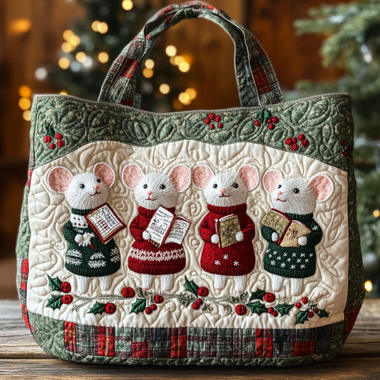 Knitted Choir Mouse WN1311065CL Quilted Tote Bag