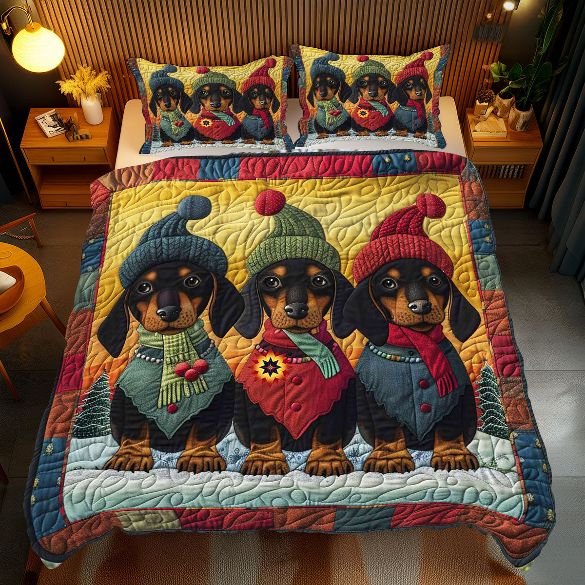 Warmy Dachshund Winter WP2211035CL Duvet Cover Set