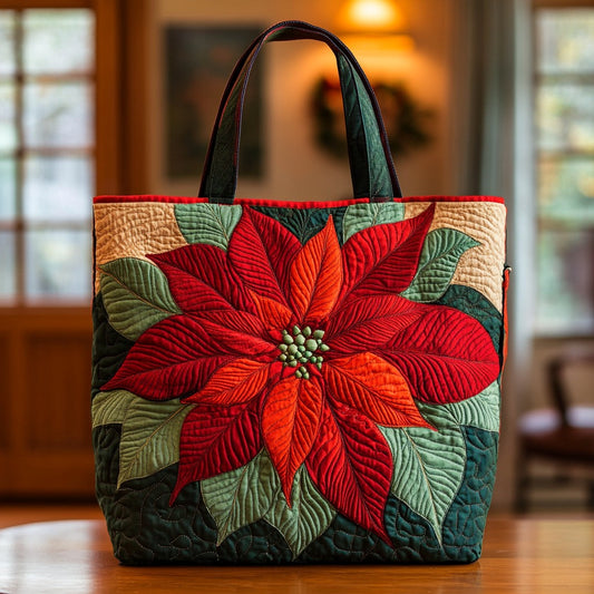 Poinsettia XR2409004CL Quilted Tote Bag