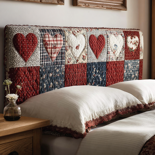 Rustic Hearts XR2212004CL Quilted Headboard Slipcover