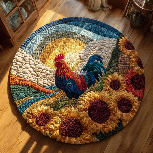 Rustic Morning Rooster CW0810019CL Quilted Round Mat