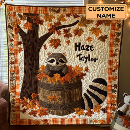 Autumn Raccoon WN3007010CL Personalized Baby Quilt