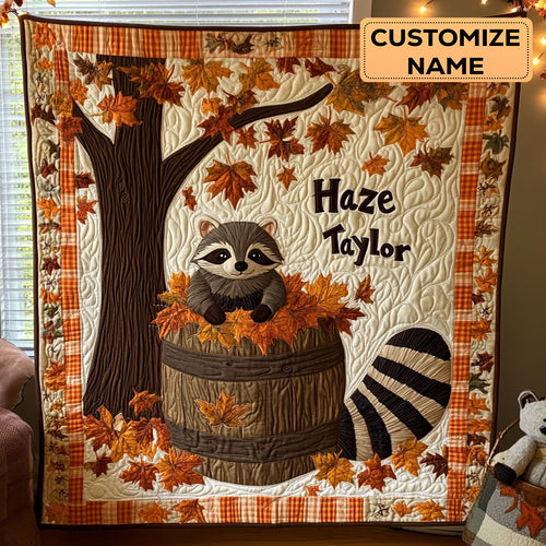 Autumn Raccoon WN3007010CL Personalized Baby Quilt