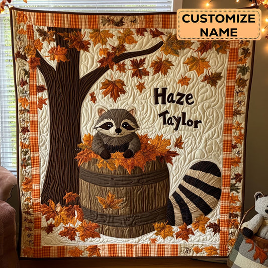 Autumn Raccoon WN3007010CL Personalized Baby Quilt