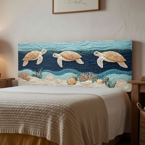 Turtle Ocean Glow CW1312025CL Quilted Headboard Slipcover