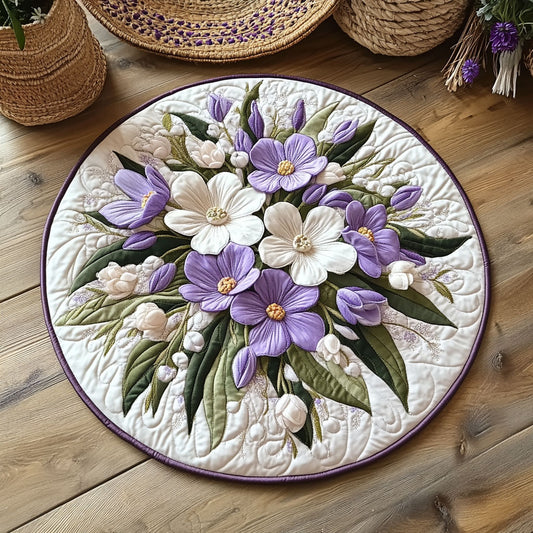 Elegant Flower WY2204013CL Quilted Round Mat