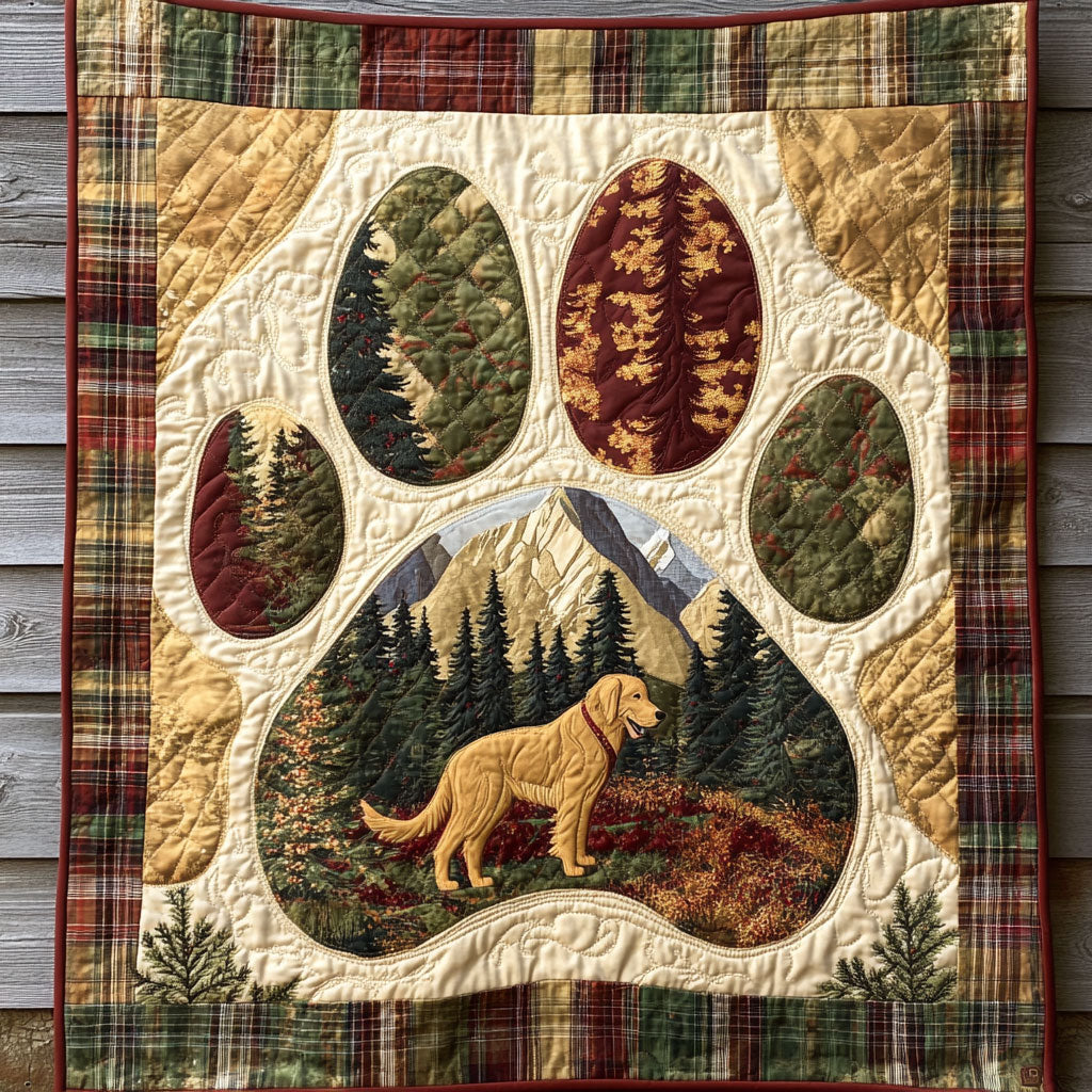 Autumn Heart Golden Retriever Paw WN0611001CL Quilt