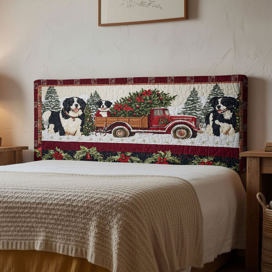 Bernese Mountain Dog Snowy Field WN1312009CL Quilted Headboard Slipcover