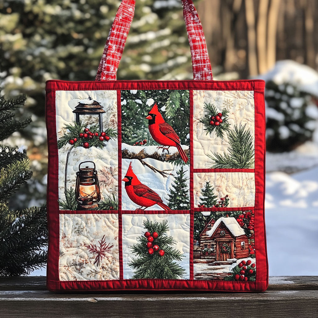 Snow Whisper Cardinal WN0711055CL Quilted Tote Bag