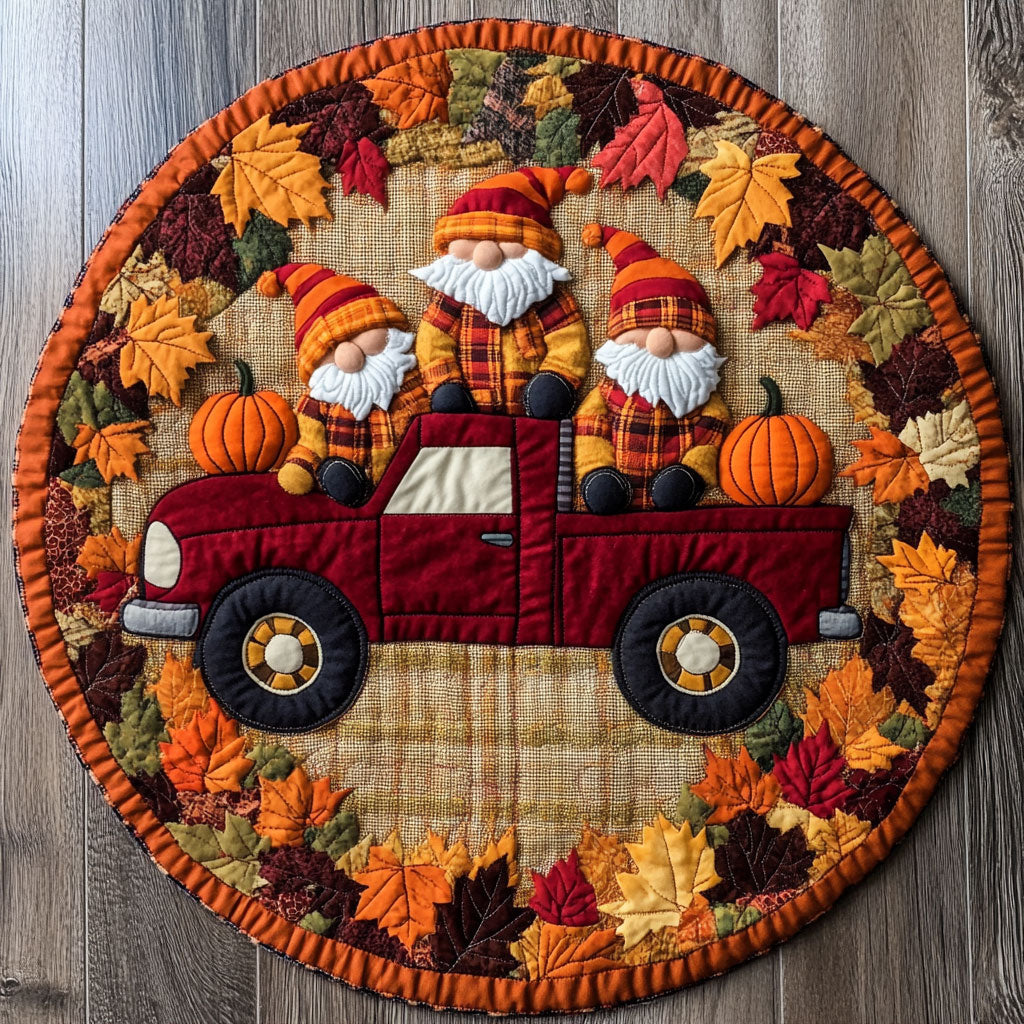 Autumn Road Trip WY0108081CL Quilted Round Mat