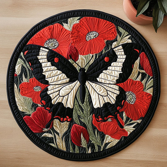 Poppy Noir CW0306039CL Quilted Round Mat