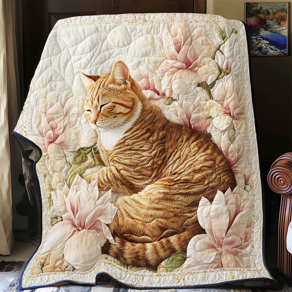 Fluffy Cat In Magnolia WY2003067CL Quilt