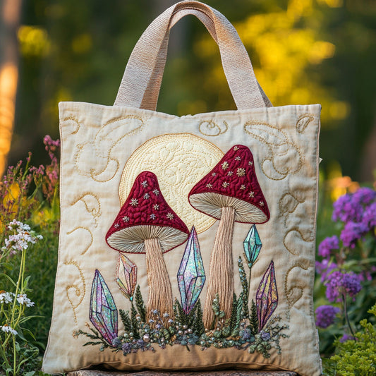 Whimsical Forest Fungi CW2409027CL Quilted Tote Bag