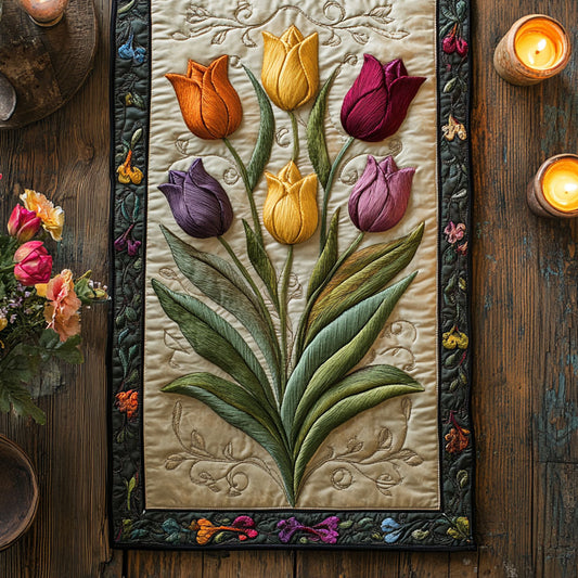 Modern Tulip Garden WN1706065CL Quilted Table Runner