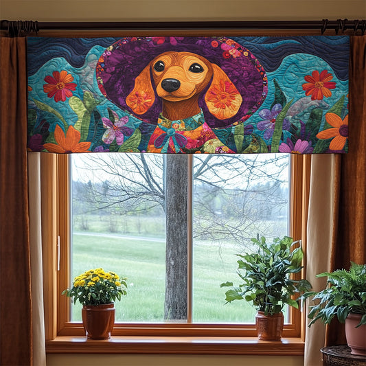 Dachshund Flower WX2205013CL Quilted Valance