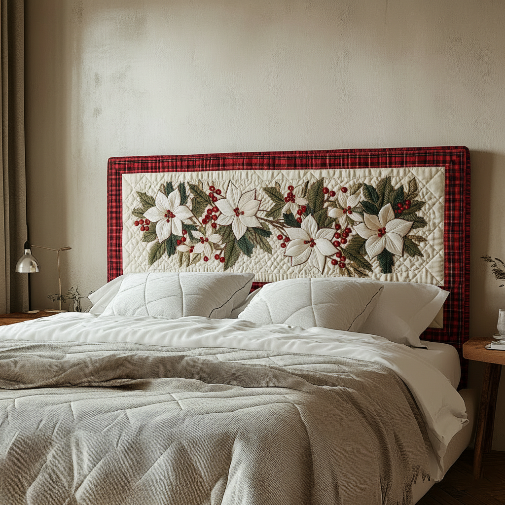Christmas Flowers XR0512002CL Quilted Headboard Slipcover