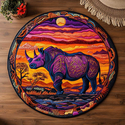 Rainbow Rhinoceros WN0605020CL Quilted Round Mat