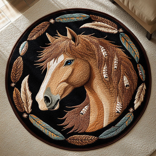 Brown Horse WX2003116CL Quilted Round Mat