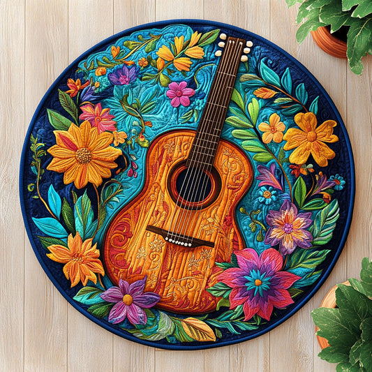 Hippie Guitar CW2705511CL Quilted Round Mat