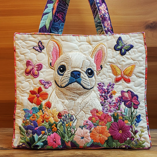 Floral Bulldog CW2209019CL Quilted Tote Bag