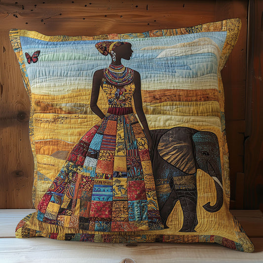 Portrait Elephant And Women WY1102067CL Quilt Pillow Case