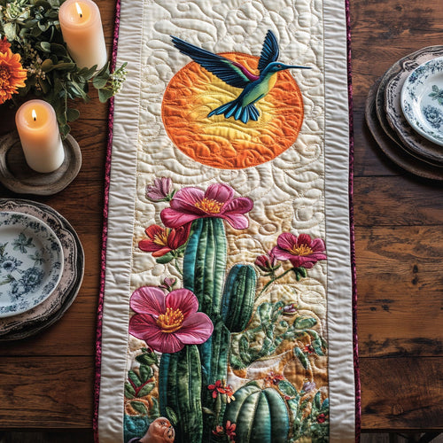 Hummingbird Cactus Sunset CW3006023CL Quilted Table Runner