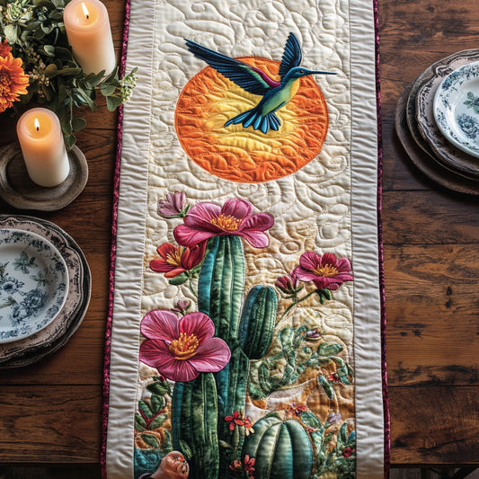 Hummingbird Cactus Sunset CW3006023CL Quilted Table Runner
