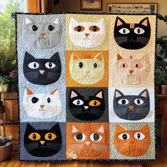 Happy Cat Squares WN2510043CL Quilt