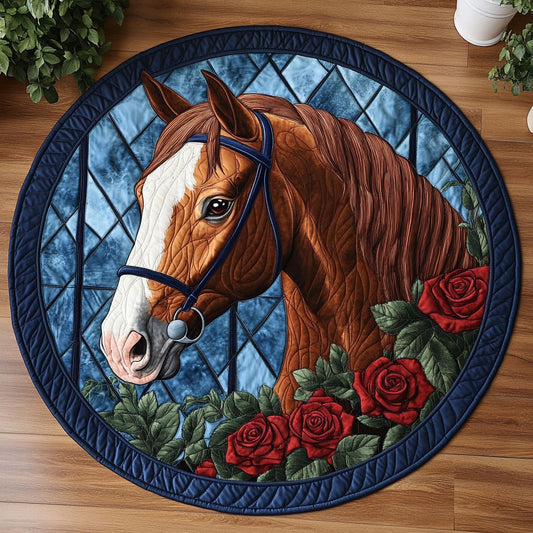 Horse Roses CW1905237CL Quilted Round Mat