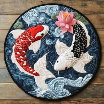 Harmony Koi Fish WP0804005CL Quilted Round Mat
