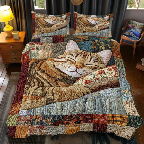 Patchwork Sleeping Cat WJ2112046CL Duvet Cover Set