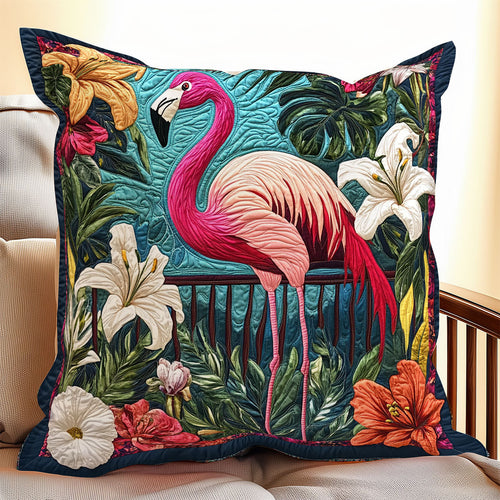Flamingo Floral WX0406087CL Quilt Pillow Case