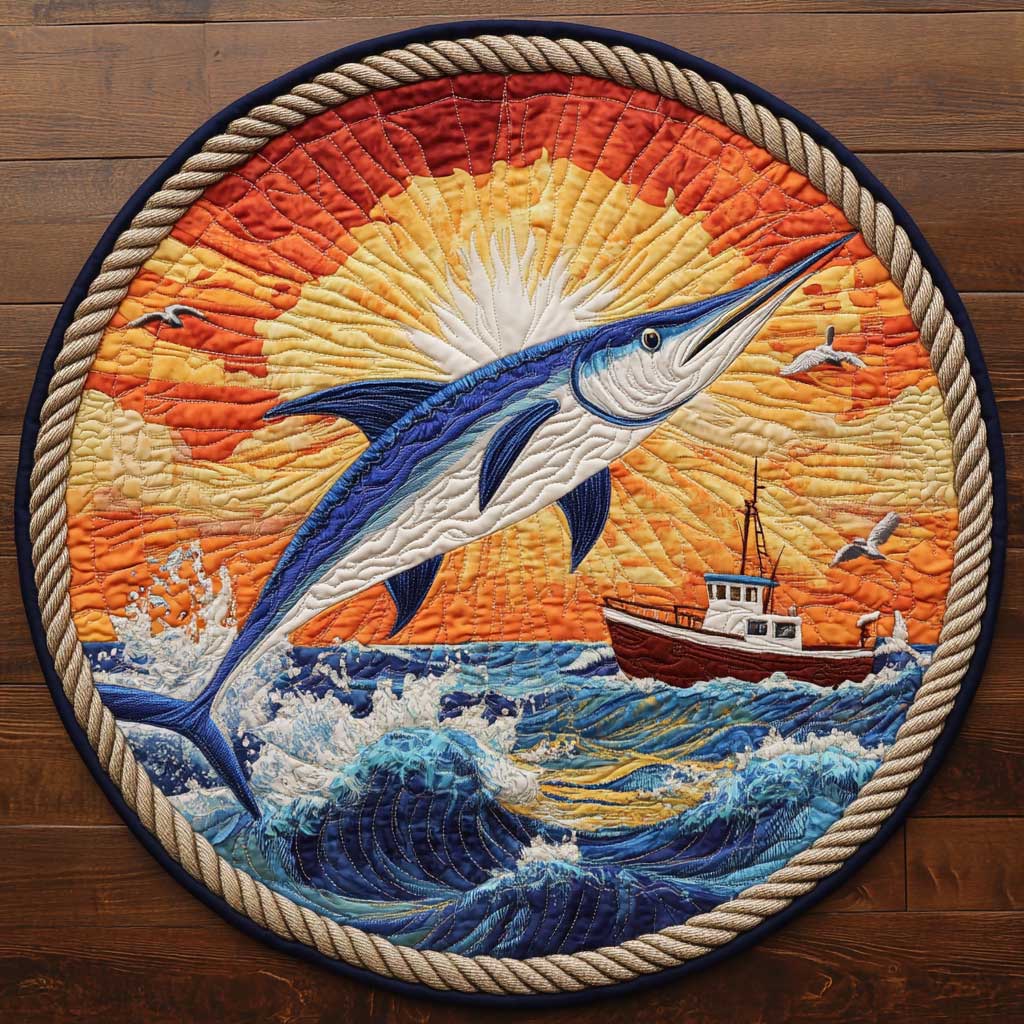Jumping Fish CQ1005019CL Quilted Round Mat