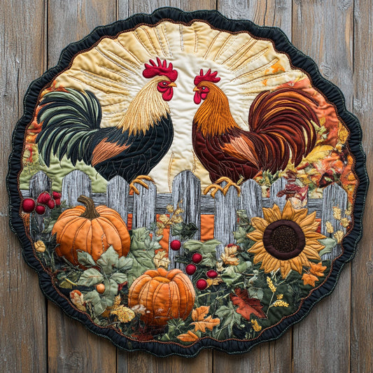 Autumn Barnyard Companions WY2108003CL Quilted Round Mat