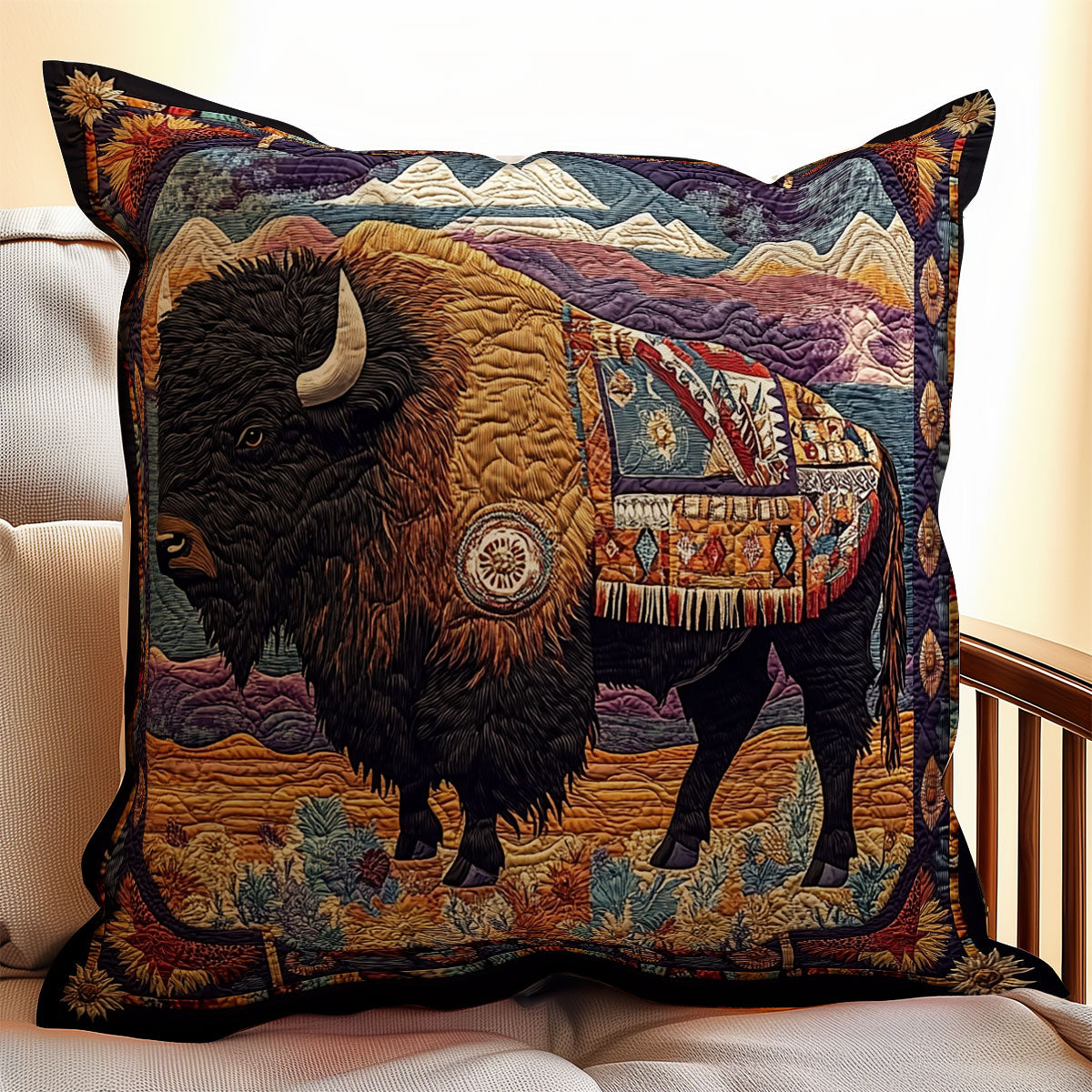 Bison Native American WX2201121CL Quilt Pillow Case